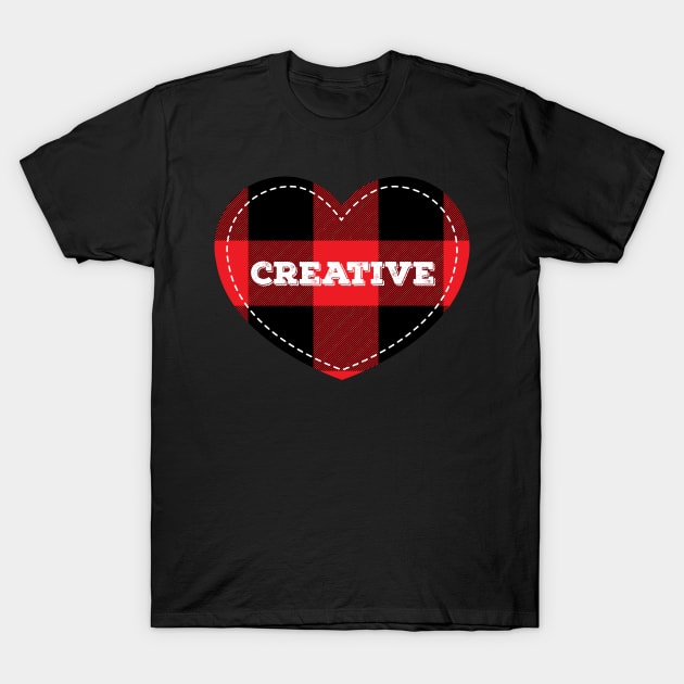 Buffalo Plaid Lumberjack Creative Love Heart T-Shirt by anonopinion